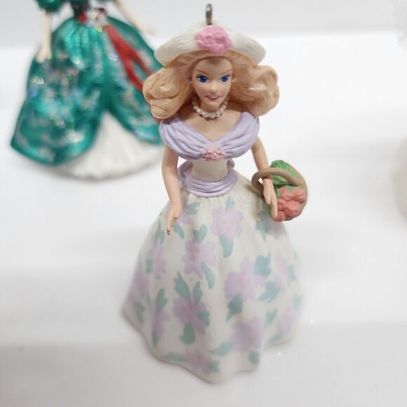 Hallmark Barbie Doll Lot 7 Christmas Ornaments Holiday Bride Fancy Dresses - Picture 10 of 16